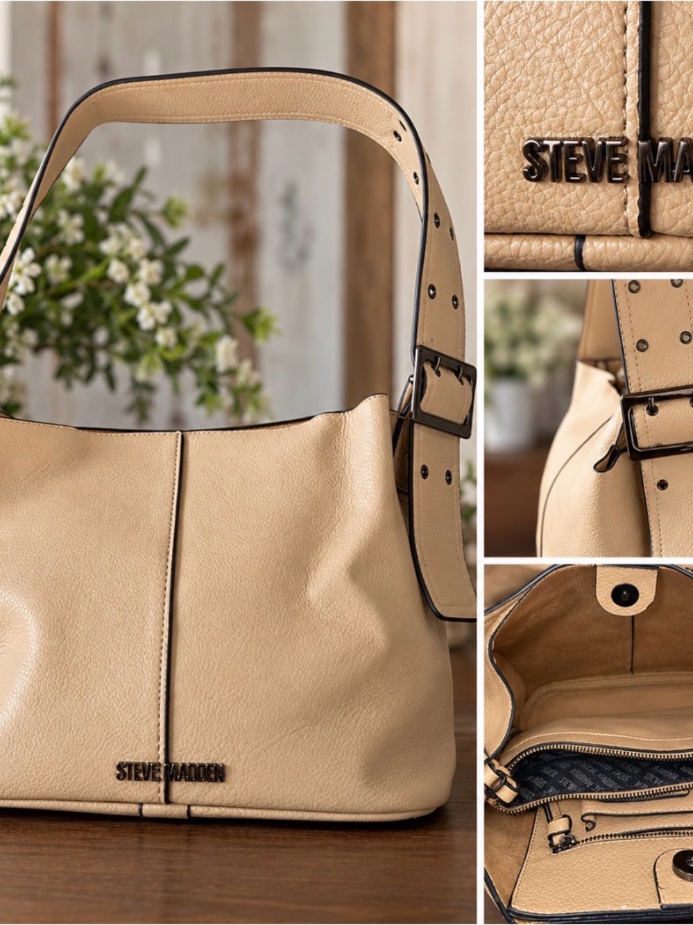 Steve Madden Tan Pebbled Leather Shoulder Bag